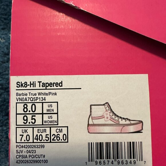 New Vans x Barbie SK8-HI Tapered Stackform True White Pink Women's Sz 9.5 - Picture 3 of 7